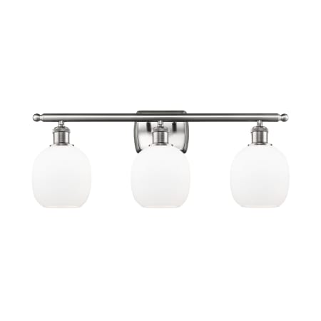 A large image of the Innovations Lighting 516-3W Belfast Brushed Satin Nickel / Matte White