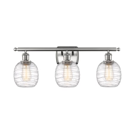 A large image of the Innovations Lighting 516-3W-11-26 Belfast Vanity Brushed Satin Nickel / Deco Swirl