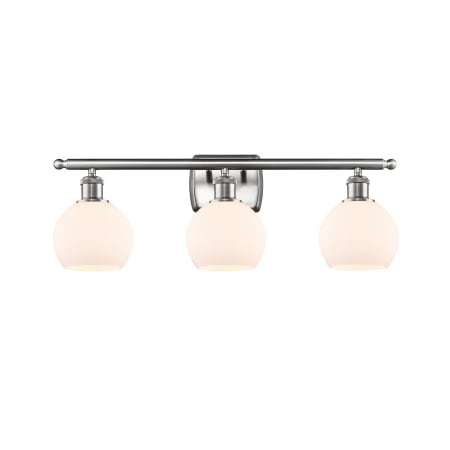 A large image of the Innovations Lighting 516-3W-9-26 Athens Vanity Brushed Satin Nickel / Matte White