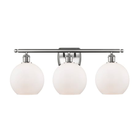 A large image of the Innovations Lighting 516-3W-13-26 Athens Vanity Brushed Satin Nickel / Matte White