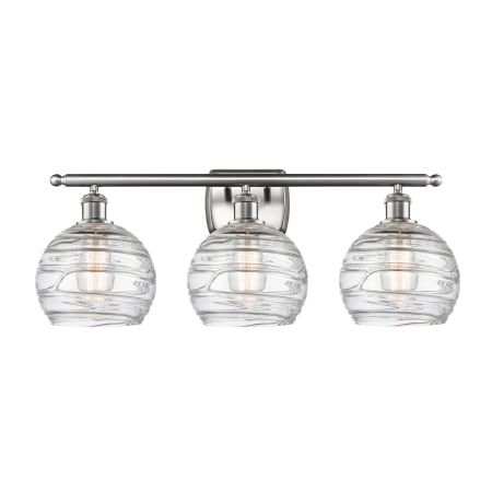 A large image of the Innovations Lighting 516-3W Deco Swirl Brushed Satin Nickel / Clear