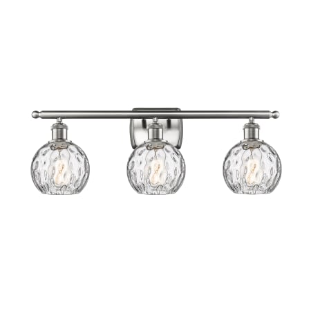 A large image of the Innovations Lighting 516-3W-11-26 Athens Vanity Brushed Satin Nickel / Clear Water Glass