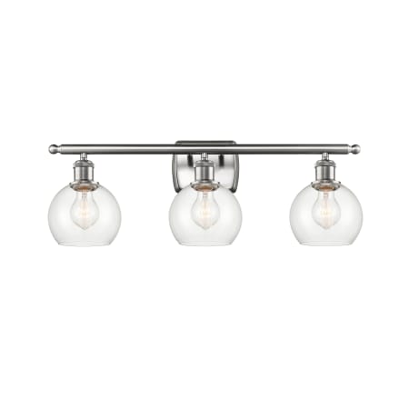 A large image of the Innovations Lighting 516-3W-9-26 Athens Vanity Brushed Satin Nickel / Clear