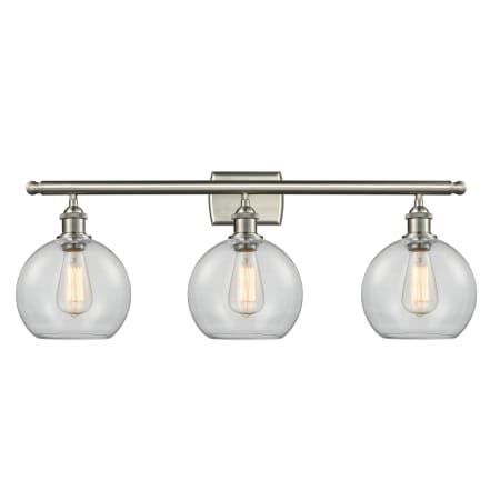 A large image of the Innovations Lighting 516-3W-13-26 Athens Vanity Brushed Satin Nickel / Clear