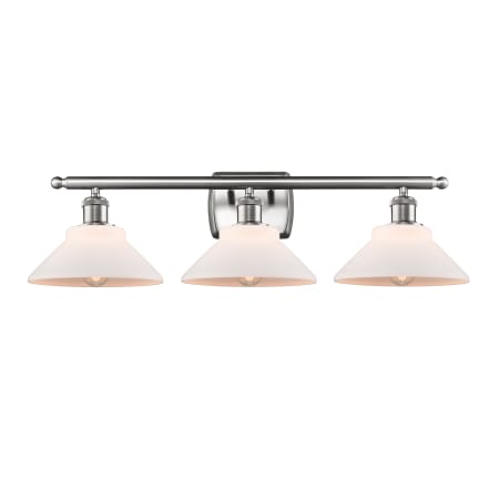 A large image of the Innovations Lighting 516-3W Orwell Brushed Satin Nickel / Matte White