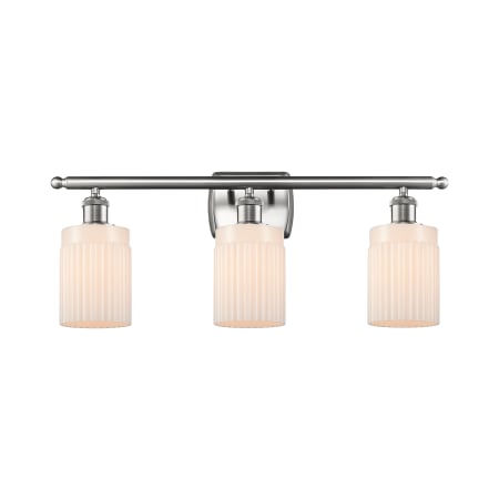 A large image of the Innovations Lighting 516-3W Hadley Brushed Satin Nickel / Matte White