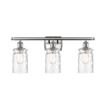 A large image of the Innovations Lighting 516-3W Candor Brushed Satin Nickel / Clear Waterglass