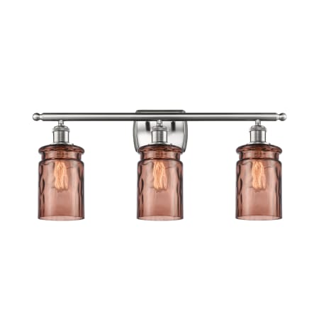 A large image of the Innovations Lighting 516-3W Candor Brushed Satin Nickel / Toffee Waterglass