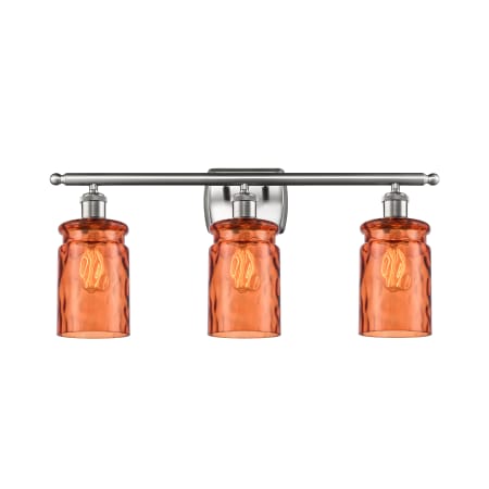 A large image of the Innovations Lighting 516-3W Candor Brushed Satin Nickel / Turmeric Waterglass