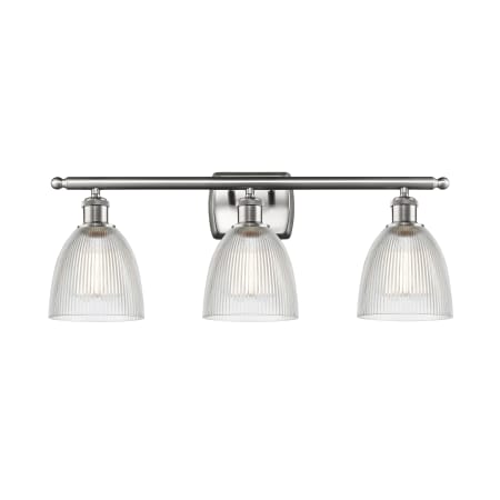 A large image of the Innovations Lighting 516-3W Castile Brushed Satin Nickel / Clear