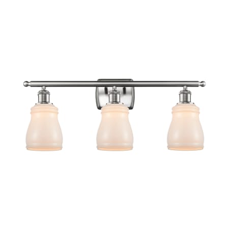 A large image of the Innovations Lighting 516-3W Ellery Brushed Satin Nickel / White