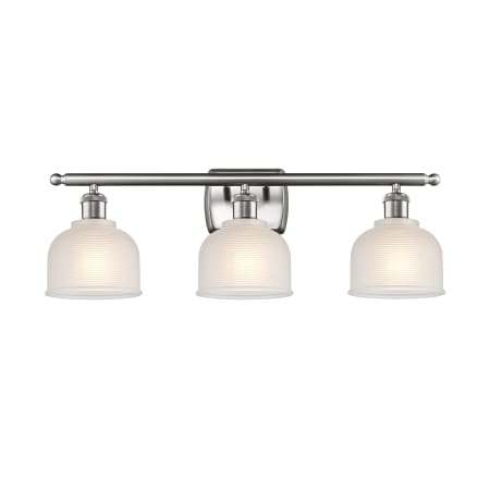 A large image of the Innovations Lighting 516-3W Dayton Brushed Satin Nickel / White