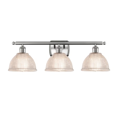 A large image of the Innovations Lighting 516-3W Arietta Brushed Satin Nickel / Clear