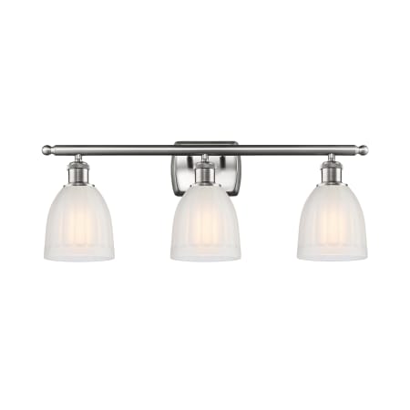 A large image of the Innovations Lighting 516-3W Brookfield Brushed Satin Nickel / White