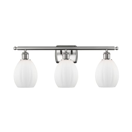 A large image of the Innovations Lighting 516-3W Eaton Brushed Satin Nickel / Matte White