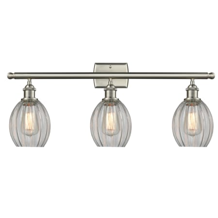 A large image of the Innovations Lighting 516-3W Eaton Brushed Satin Nickel / Clear Fluted