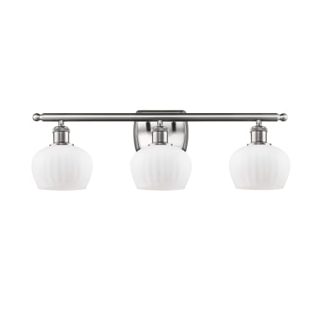 A large image of the Innovations Lighting 516-3W Fenton Brushed Satin Nickel / Matte White