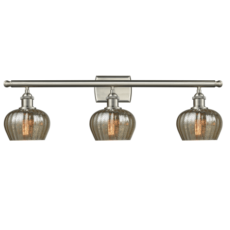 A large image of the Innovations Lighting 516-3W Fenton Brushed Satin Nickel / Mercury Fluted