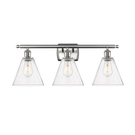 A large image of the Innovations Lighting 516-3W-11-28 Berkshire Vanity Brushed Satin Nickel / Seedy