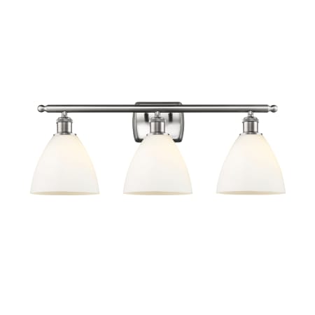 A large image of the Innovations Lighting 516-3W-11-28 Bristol Vanity Brushed Satin Nickel / Matte White