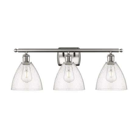 A large image of the Innovations Lighting 516-3W-11-28 Bristol Vanity Brushed Satin Nickel / Seedy