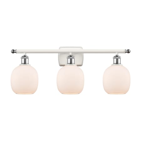 A large image of the Innovations Lighting 516-3W Belfast White and Polished Chrome / Matte White