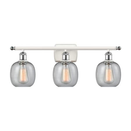 A large image of the Innovations Lighting 516-3W Belfast White and Polished Chrome / Seedy