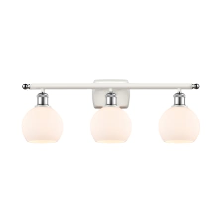 A large image of the Innovations Lighting 516-3W-9-26 Athens Vanity White and Polished Chrome / Matte White