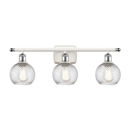 A large image of the Innovations Lighting 516-3W Small Deco Swirl White and Polished Chrome / Clear