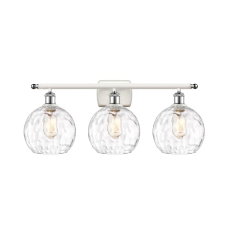 A large image of the Innovations Lighting 516-3W-13-26 Athens Vanity White and Polished Chrome / Clear Water Glass