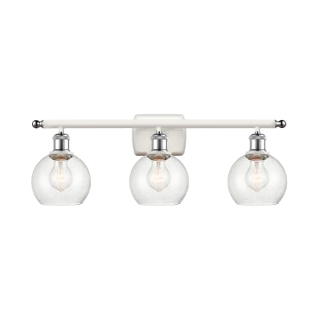 A large image of the Innovations Lighting 516-3W-9-26 Athens Vanity White and Polished Chrome / Seedy