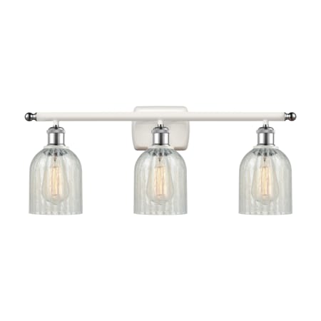 A large image of the Innovations Lighting 516-3W Caledonia White and Polished Chrome / Mouchette