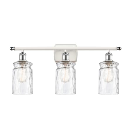 A large image of the Innovations Lighting 516-3W Candor White and Polished Chrome / Clear Waterglass