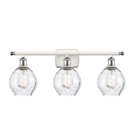 A large image of the Innovations Lighting 516-3W Small Waverly White and Polished Chrome / Clear