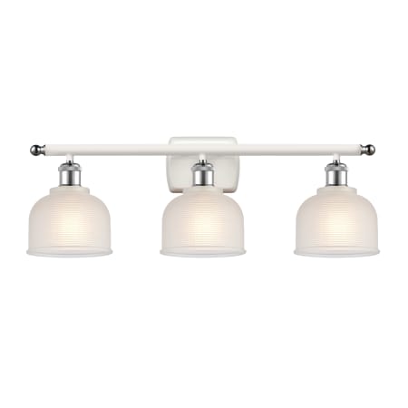 A large image of the Innovations Lighting 516-3W Dayton White and Polished Chrome