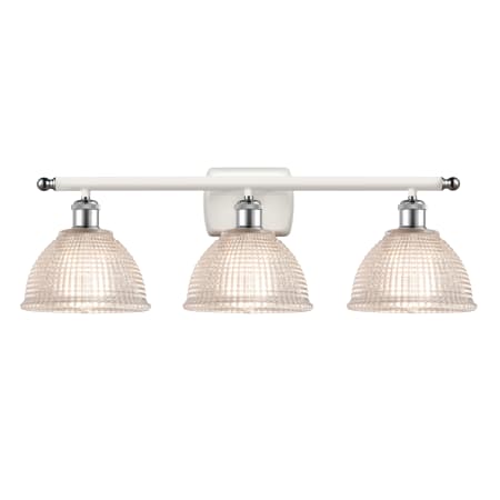 A large image of the Innovations Lighting 516-3W Arietta White and Polished Chrome / Clear