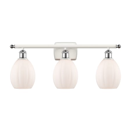 A large image of the Innovations Lighting 516-3W Eaton White and Polished Chrome / Matte White