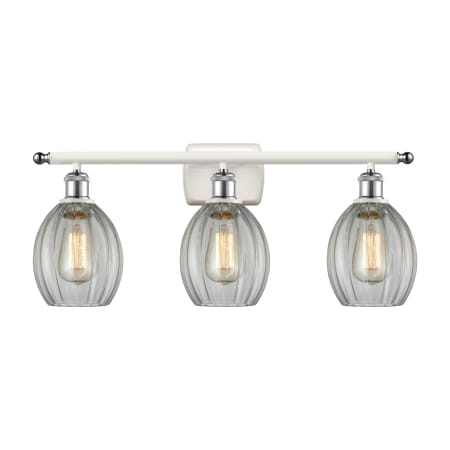 A large image of the Innovations Lighting 516-3W Eaton White and Polished Chrome / Clear