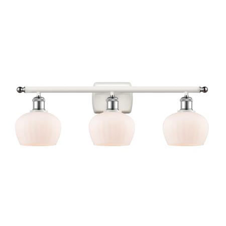 A large image of the Innovations Lighting 516-3W Fenton White and Polished Chrome / Matte White