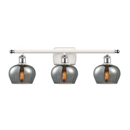 A large image of the Innovations Lighting 516-3W Fenton White and Polished Chrome / Plated Smoke