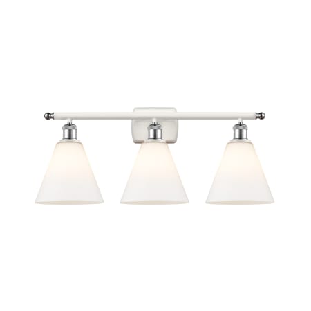 A large image of the Innovations Lighting 516-3W-11-28 Berkshire Vanity White and Polished Chrome / Matte White