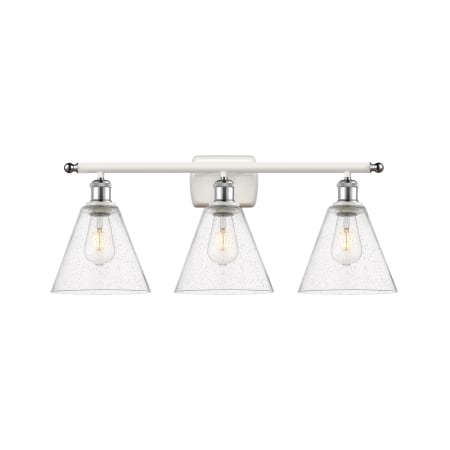 A large image of the Innovations Lighting 516-3W-11-28 Berkshire Vanity White and Polished Chrome / Seedy