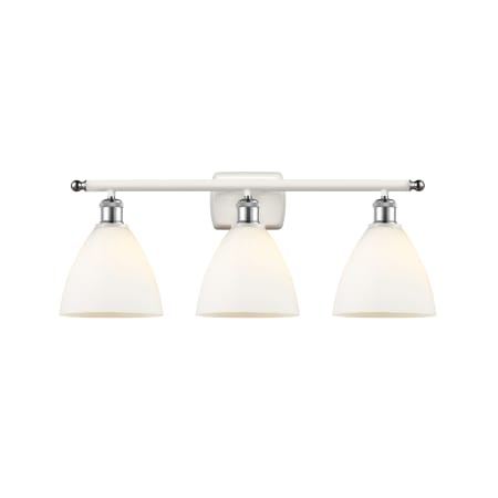 A large image of the Innovations Lighting 516-3W-11-28 Bristol Vanity White and Polished Chrome / Matte White