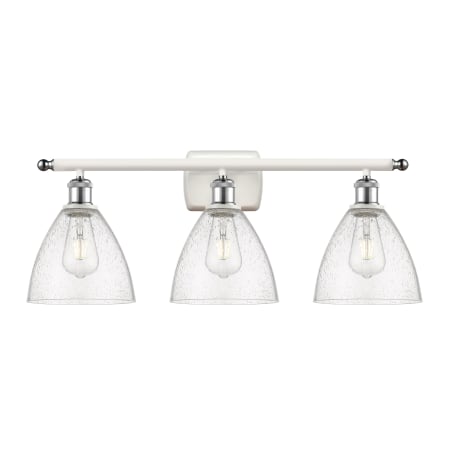 A large image of the Innovations Lighting 516-3W-11-28 Bristol Vanity White and Polished Chrome / Seedy