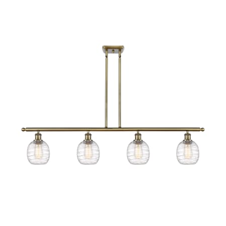 A large image of the Innovations Lighting 516-4I-10-48 Belfast Linear Antique Brass / Deco Swirl