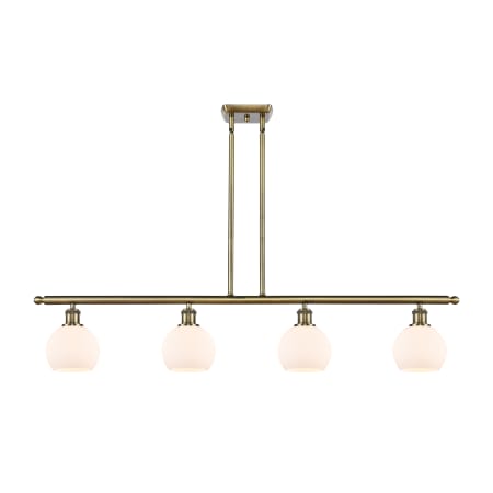 A large image of the Innovations Lighting 516-4I-10-48 Athens Linear Antique Brass / Matte White