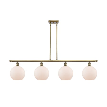 A large image of the Innovations Lighting 516-4I-10-48-L Athens Linear Antique Brass / Matte White