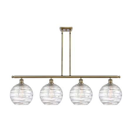 A large image of the Innovations Lighting 516-4I-13-48 Athens Linear Antique Brass / Clear Deco Swirl