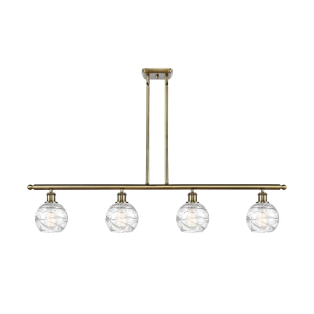 A large image of the Innovations Lighting 516-4I-8-46 Athens Linear Antique Brass / Clear Deco Swirl