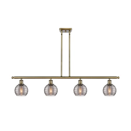 A large image of the Innovations Lighting 516-4I 9 48 Athens Deco Swirl Chandelier Antique Brass / Light Smoke Deco Swirl